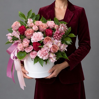 Flowers in box delivery to Russia