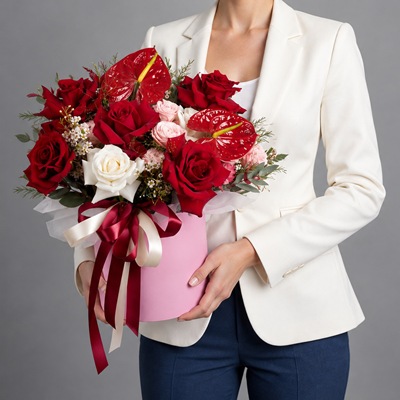 Flowers in a box for Moscow
