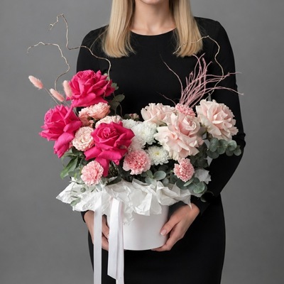Fresh flowers in a box Moscow